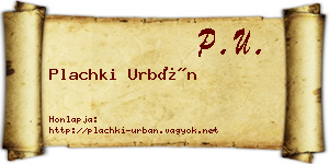 Plachki Urbán névjegykártya